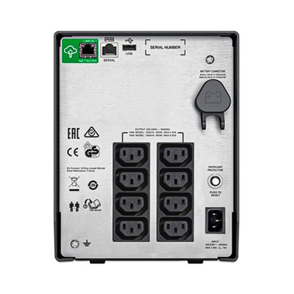 SMC1000IC-(3)-APC Smart-UPS C, Line Interactive, 1000VA, Tower, 230V, 8x IEC C13 outlets, SmartConnect port, USB and Ser