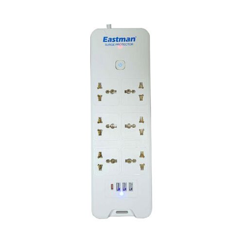 Eastman Surge Protector With 6 Universal Socket And 3 USB+TYPE C (EM SP6W 10A USB)